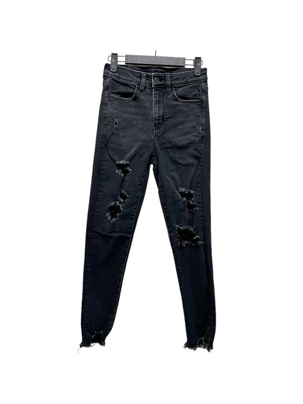 American Eagle Next Level Skinny Jeans Hi-Rise Jegging Crop Distressed Sz 2